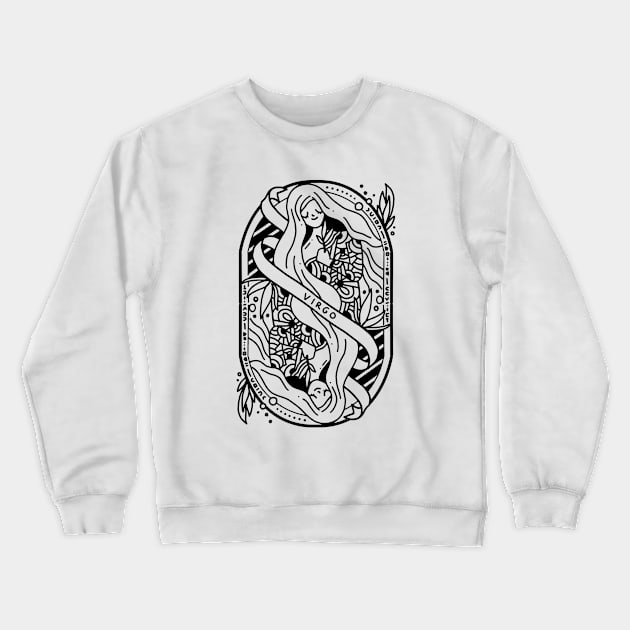 Virgo Astronomical Zodiac with Beautiful Girl Illustration Crewneck Sweatshirt by ruangkerja